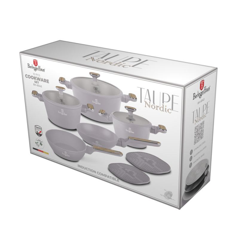 Sada nádobí s titanovým povrchem 10 ks Taupe Nordic Collection