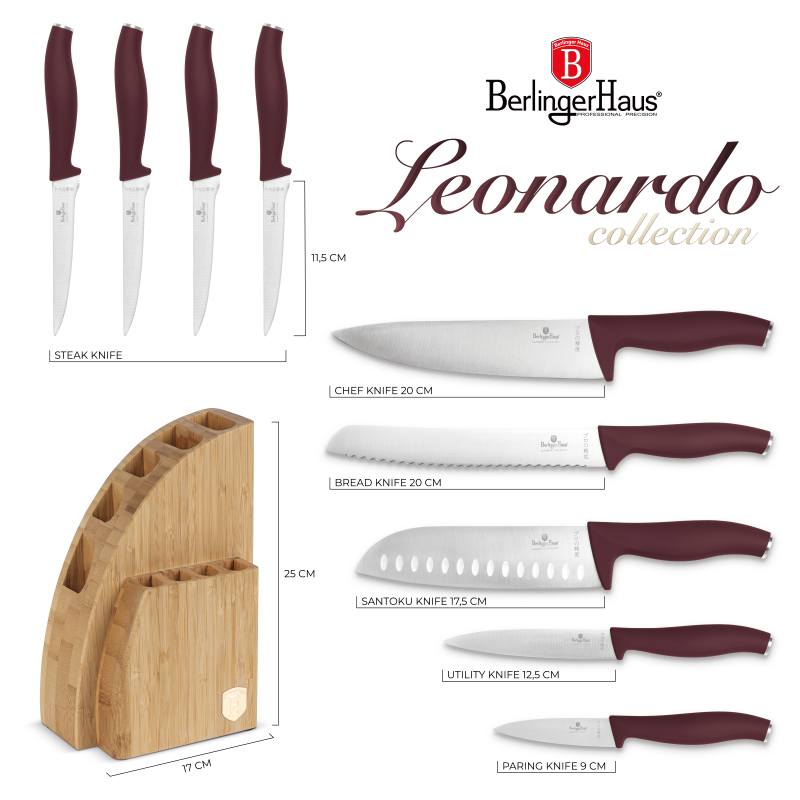Set cutite cu suport BAMBOO 10 buc Colectia Leonardo
