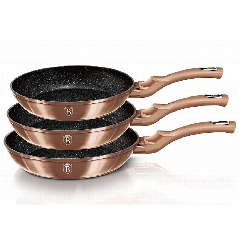 Pánev s mramorovým povrchem sada 3 ks Rosegold Metallic Line