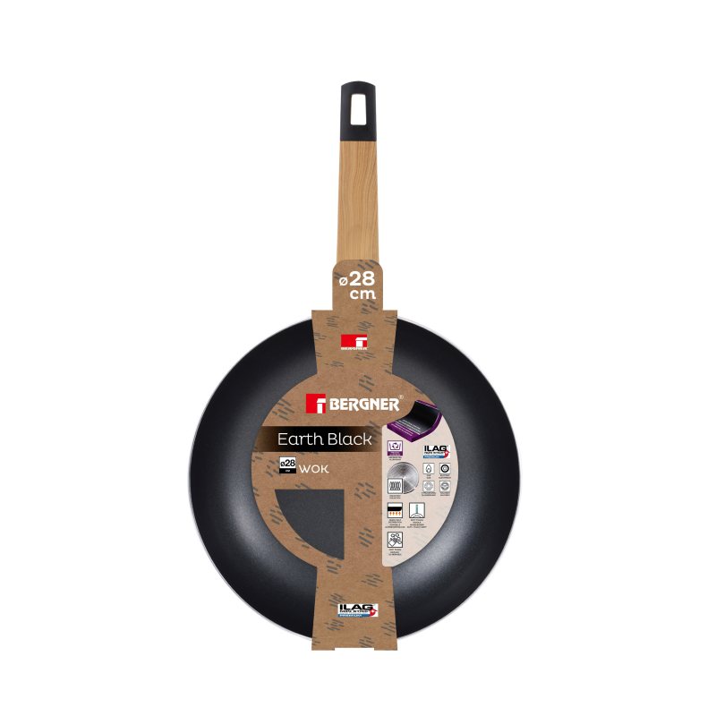 Wok pánev s nepřilnavým povrchem 28 cm Earth Black