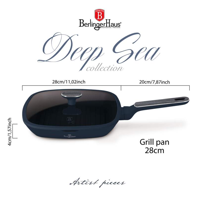 Pánev grilovací s poklicí 28 cm Deep Sea Collection