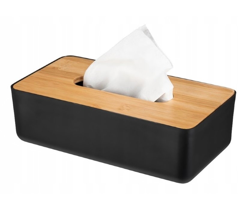 Box na vreckovky s bambusovým vekom 26 x 13 cm čierna