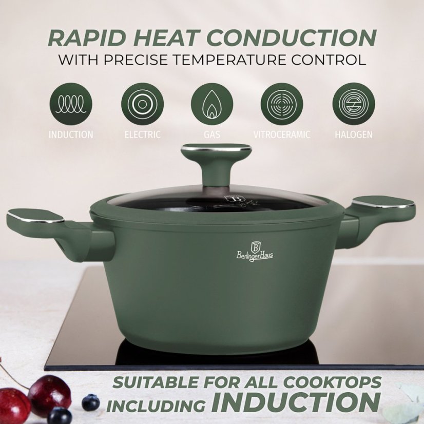 Sada nádobí s titanovým povrchem 15 ks Matte Green Collection