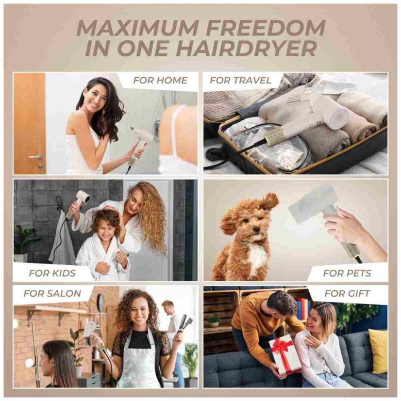 Fén na vlasy s BLDC motorem a ionizací 1600W Cream Gold Collection