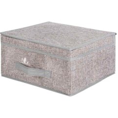 Úložný box s vekom 31x28x16 cm textil šedý