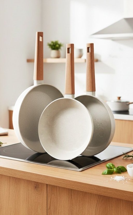 Sada pánví s nepřilnavým povrchem Naturally 3 ks 18, 22, 26 cm