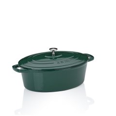 Pekáč litinový s poklicí Calido oválný smaragdově zelená 33x26x12cm 6l