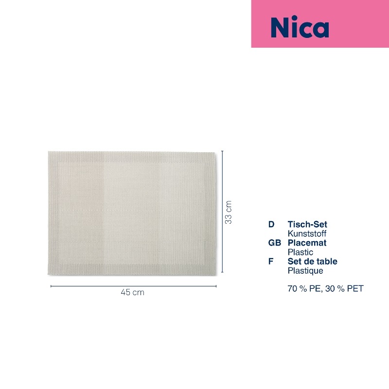 Prostírání Nica 70%PE/30%PET stříbrně šedá 45,0x33,0cm