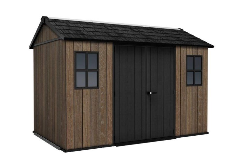 Casă de grădină Keter Apex 7,5 x 11 Walnut, cu podea