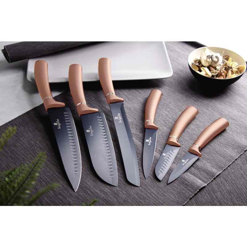 Sada nožů s nepřilnavým povrchem 6 ks Rosegold Metallic Line