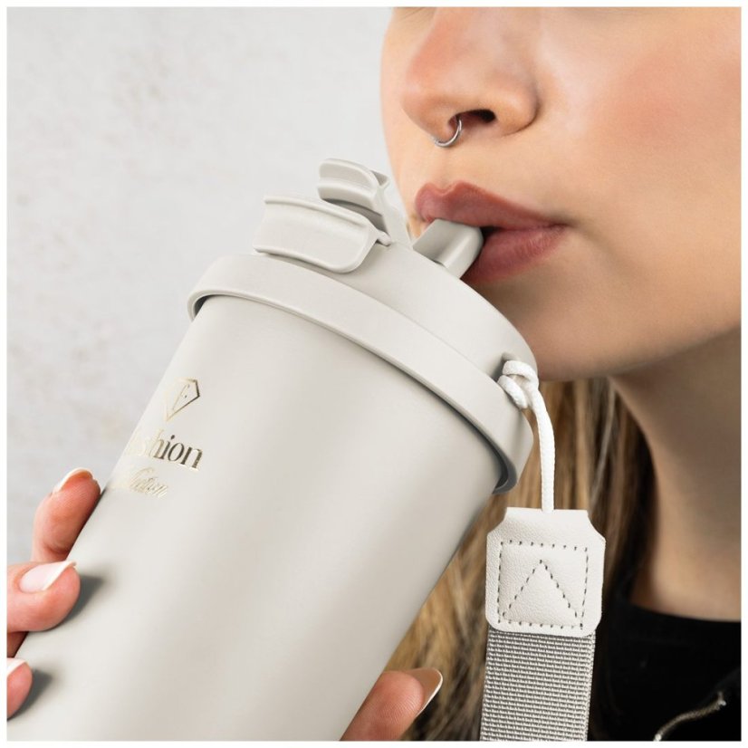 Nerezový termohrnek na kávu i čaj 0,5 l Cream Gold Collection