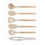Set de 12 ustensile de bucătărie cu mâner din bambus, în suport, 32 cm, bej