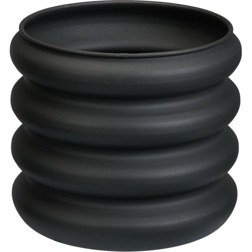 Sada 3 okrúhlych kvetináčov tmavosivej farby