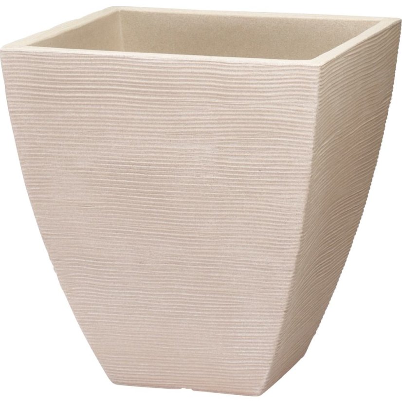 Štvorcový rebrovaný kvetináč 40 x 42 cm piesok