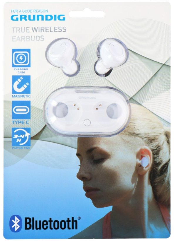 Bezdrôtové slúchadlá do uší s nabíjačkou biela