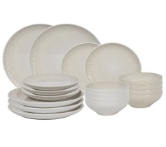 Jedálenská sada tanierov 18 ks lesklá krémová Jedálenská sada tanierov 18 ks lesklá krémová