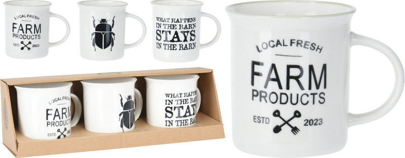 Cana de cafea si ceai VINTAGE set de 3 330 ml