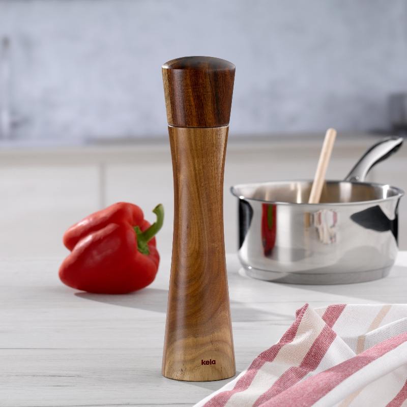 Moara de sare si piper KAJA lemn de salcam 25 cm