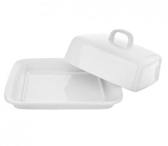 Dóza na máslo porcelánová lesklá bílá 14x17x8cm