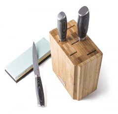 G21 Set de cuțite Gourmet Damasc în bloc de bambus 3 buc + piatră de achicat G21 Set de cuțite Gourmet Damasc în bloc de bambus 3 buc + piatră de achicat