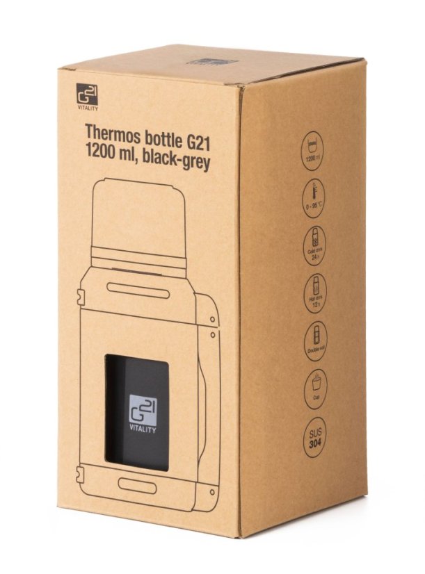 G21 termoska z nehrdzavejúcej ocele 1200 ml, čierno-sivá
