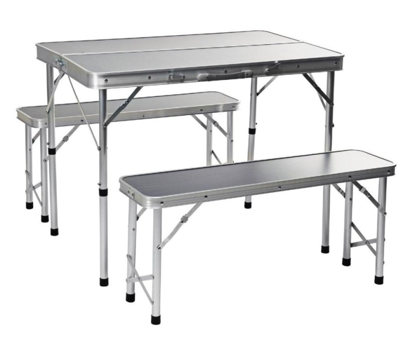 Kempingový nábytok skladací stôl + 2 lavice