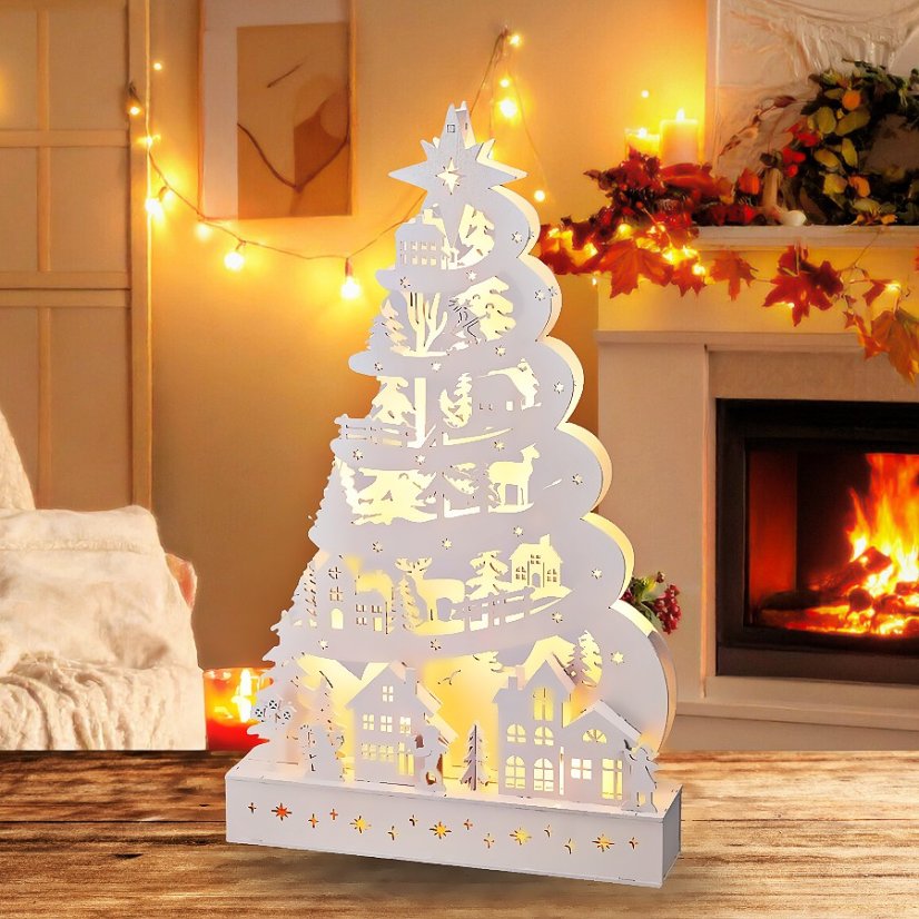 Dekorácia na vianočný stromček s LED osvetlením 45 cm biela