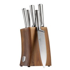 Sada nožů se stojanem z akátového dřeva 6 ks Stainless steel