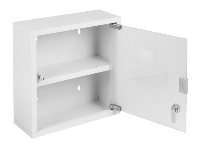 Armario de farmacia acero inoxidable/vidrio blanco