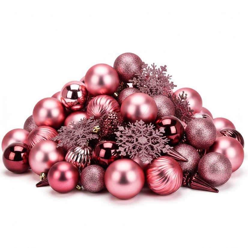 Vánoční ozdoby sada 57 ks růžová
