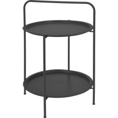 Masă pliabilă cu raft rotund 50 cm gri închis