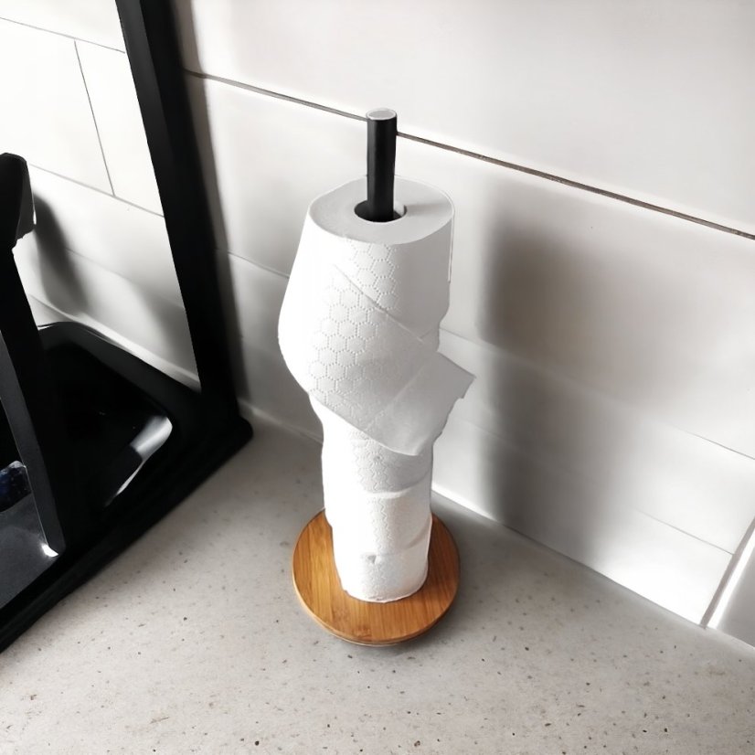Držák na toaletní papír 52 cm černá/dřevo