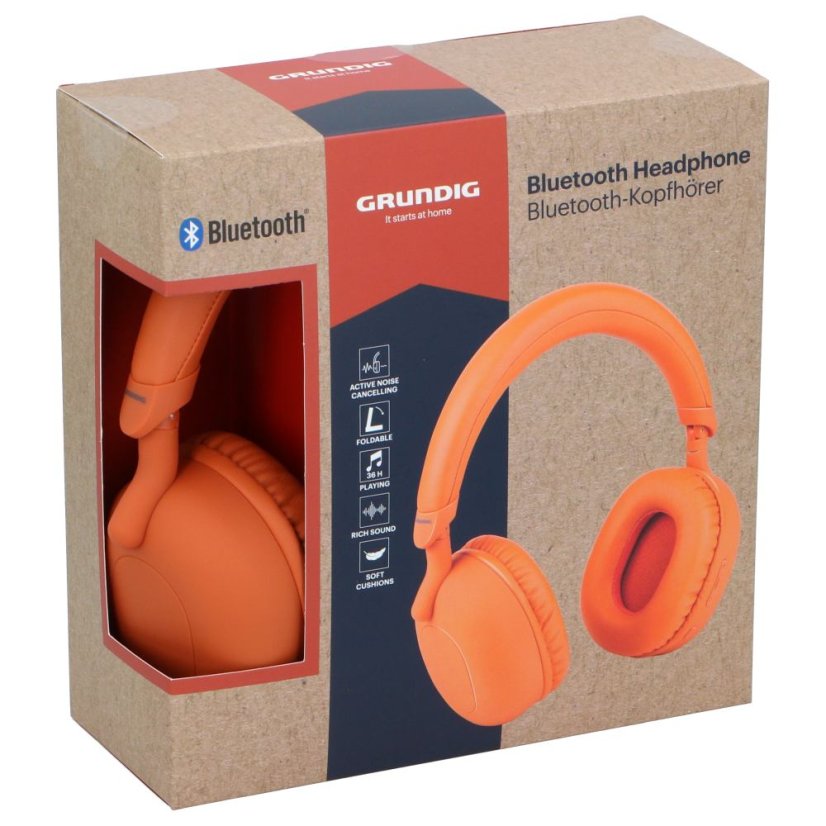 Bluetooth sluchátka GRUNDIG s ANC 300mAh baterií oranžová