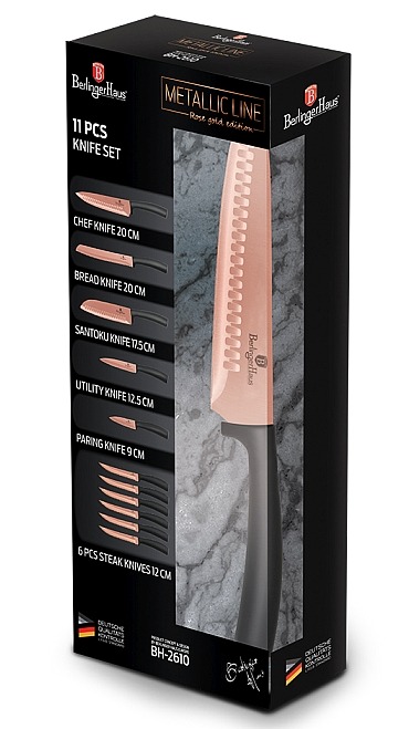 Sada nožů s nepřilnavým povrchem 11 ks Rosegold Metallic Line