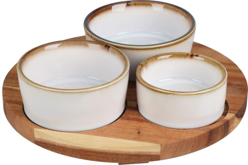 Boluri de servire cu tavă rotundă set de 4