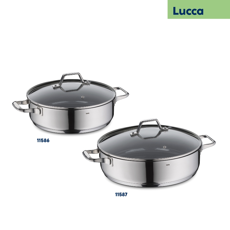 Pánev servírovací s poklicí Lucca nerez 32x9 cm 6l