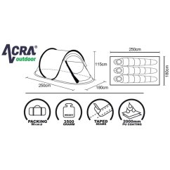 Tienda autónoma Acra BROTHER ST01 para 3 personas