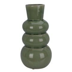 Váza 3 bubliny 30 cm zelená