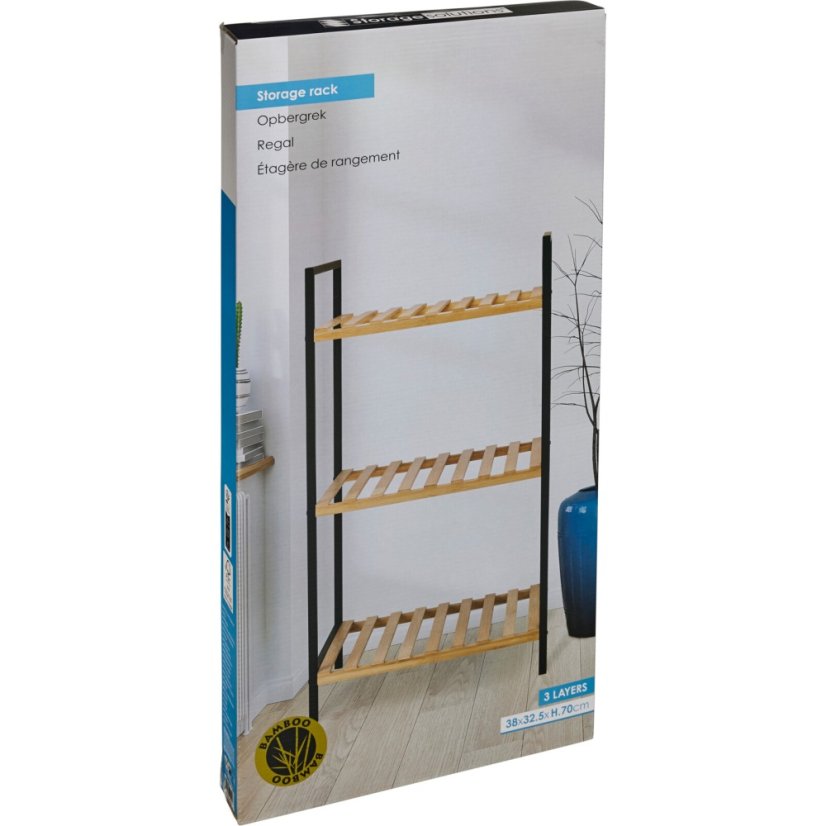 Regál do koupelny bambus 3 police 38 x 32,5 x 70 cm
