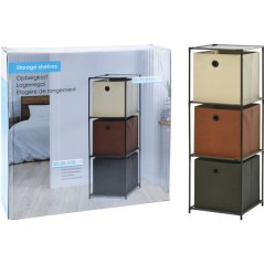 Úložný regál 3 patra s boxy textilní 102 cm Úložný regál 3 patra s boxy textilní 102 cm