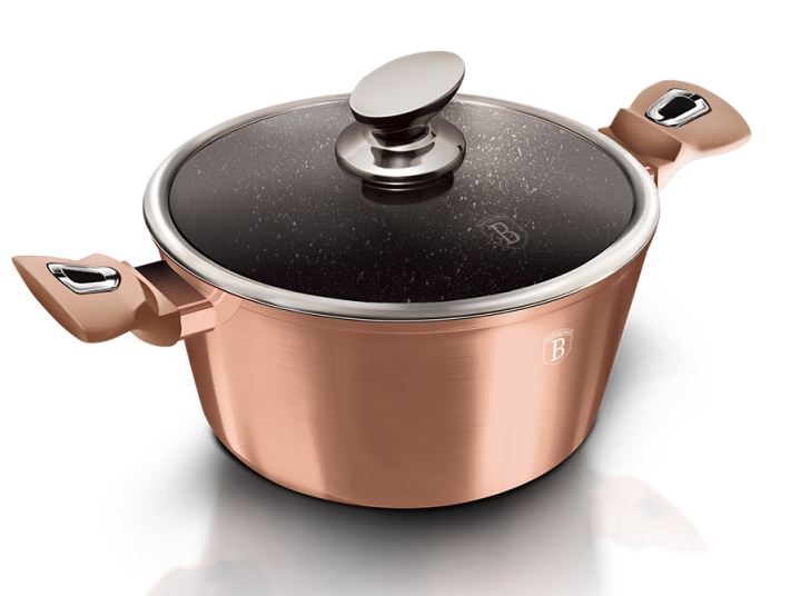 Kastrol s mramorovým povrchem a poklicí 20 cm Rosegold Metallic Line