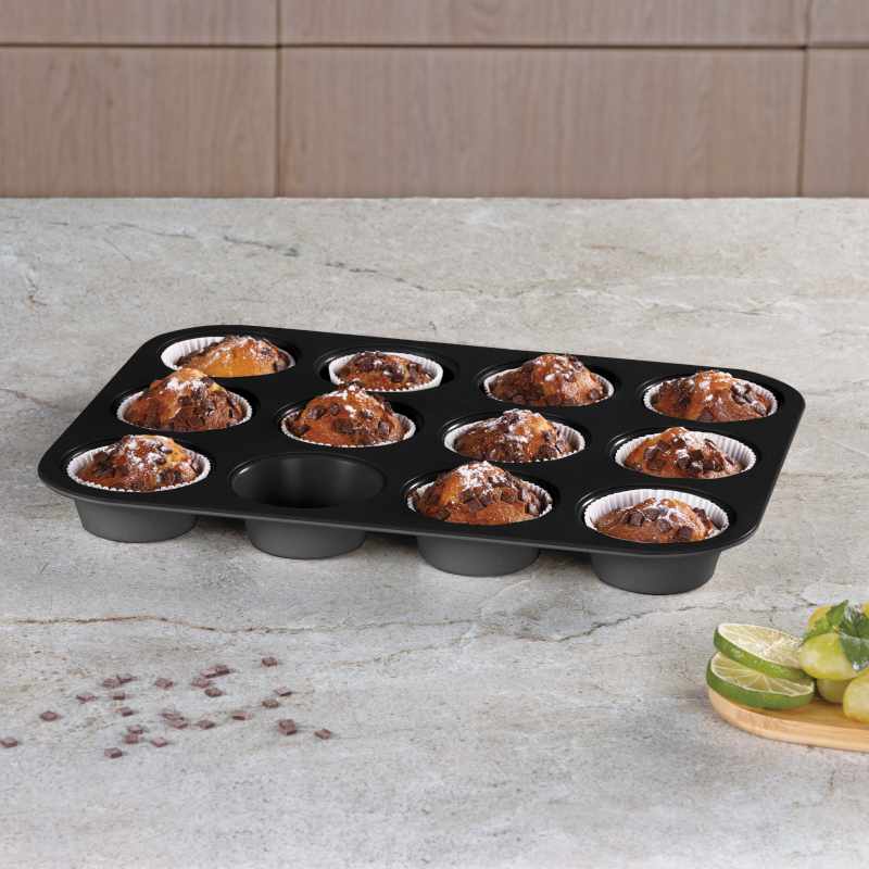 Forma na muffiny s nepřilnavým povrchem 12 ks Antracit Collection