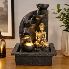 Fântână de interior cu iluminare LED BUDDHA, rotundă