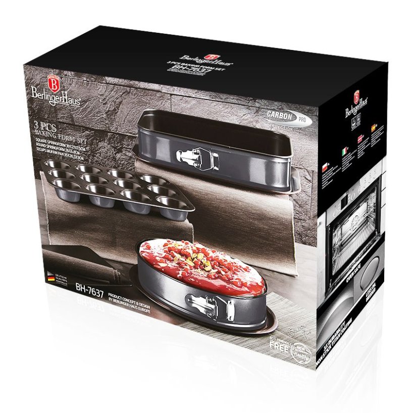 Formy na pečení s titanovým povrchem sada 3 ks Carbon PRO Line