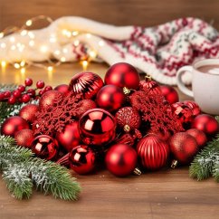 Set de adornos navideños 57 piezas rojo