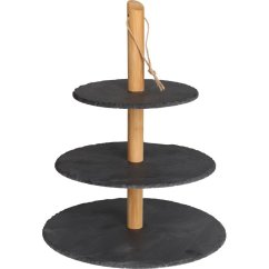 Etažér na ovoce, cukroví i makronky dřevo / břidlice 36 cm