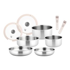 Juego de utensilios de cocina de acero inoxidable PETAL, 9 piezas. FALTA 1 ASA
