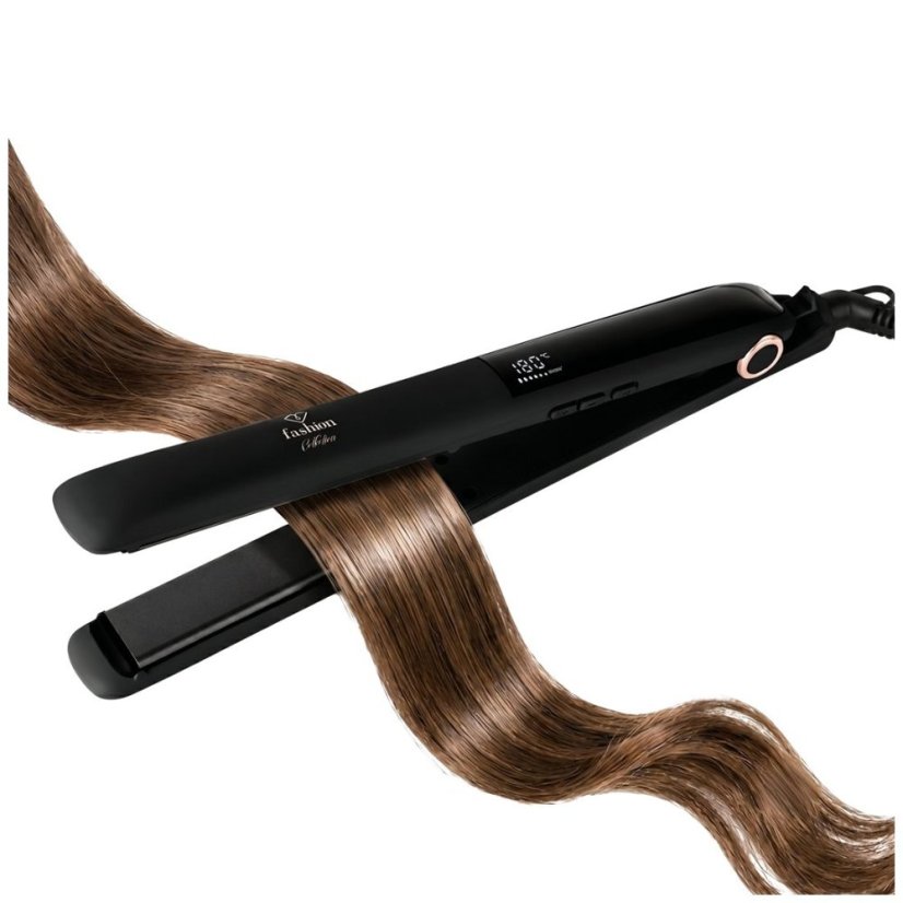 Keramická žehlička na vlasy s regulací teploty a displejem Black Rose Collection