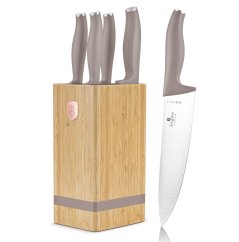 Sada nožů se stojanem BAMBOO 6 ks Taupe Collection