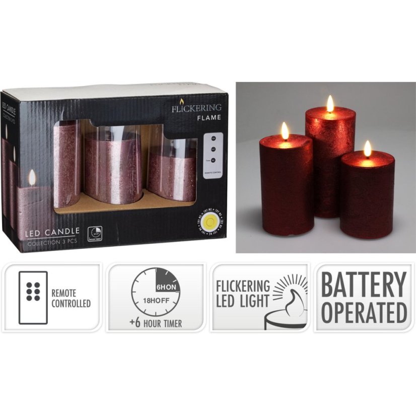 Set de 3 lumânări LED
